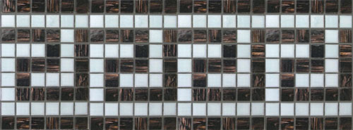 Greek Key Black Caramel & White patterned waterline tile band